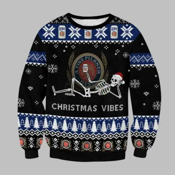 Lite Christmas Vibes Skull Ugly Christmas Sweater 3