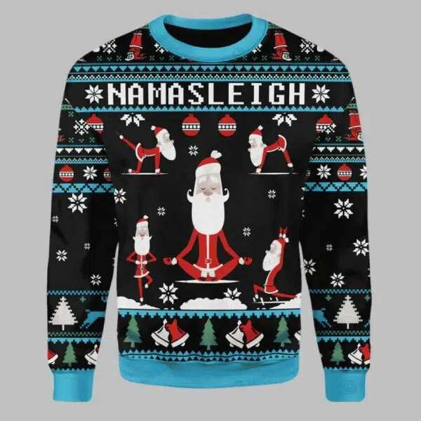 Merry Christmas Gearhomies Namasleigh Santa Ugly Christmas Sweater 3