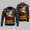 Merry Fishmas Santa Hug Fishing Ugly Christmas Sweater 2