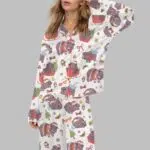 Moo Deng Christmas Satin Pajama Set