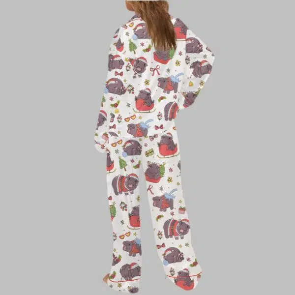 Moo Deng Christmas Satin Pajama Set 4 1