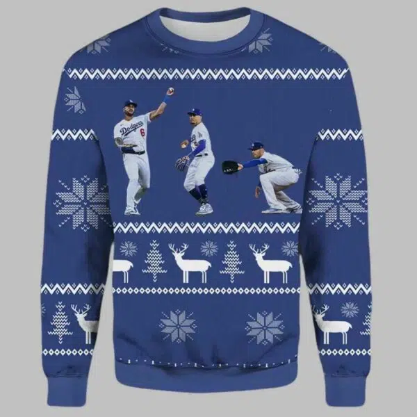 Mookie Freddie And David Dodgers Ugly Christmas Sweater 2