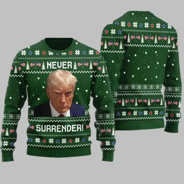 Never Surrender Trump Ugly Christmas Sweater 2