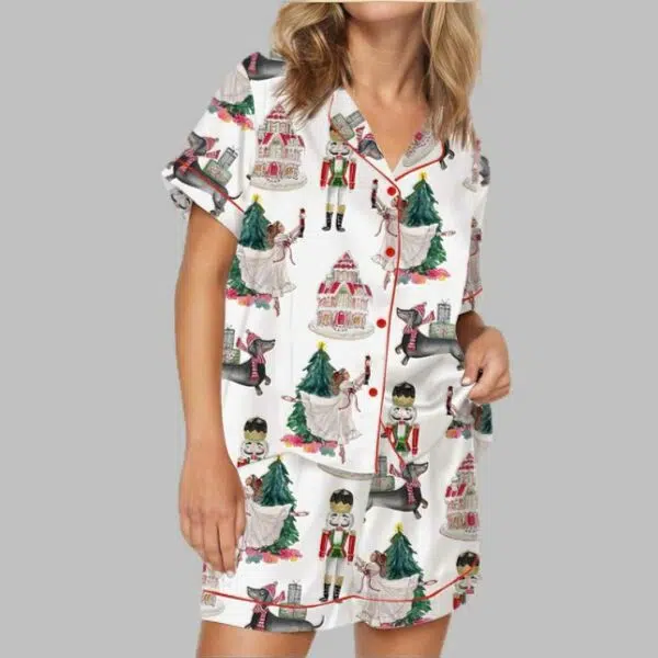 Nutcracker Ballet Christmas Festive Satin Pajama Set 3