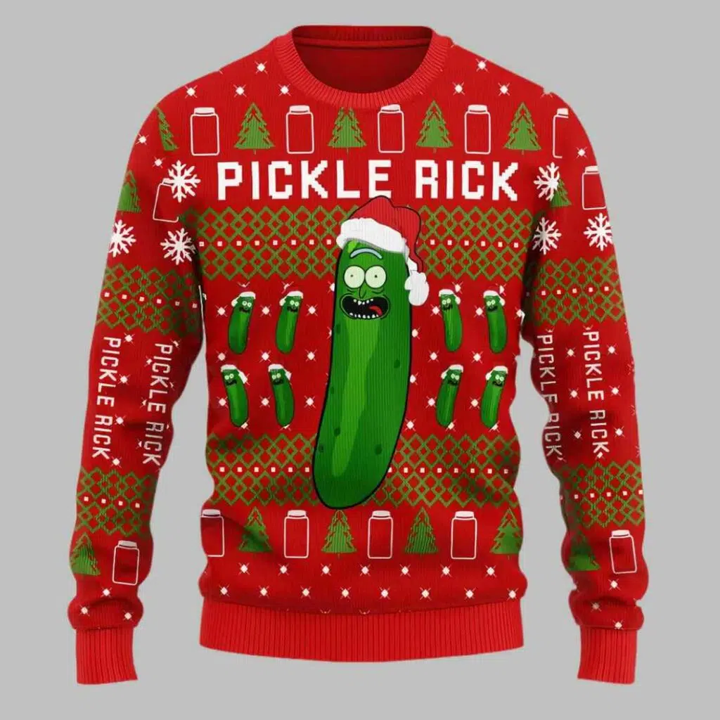 Pickle Rick Knitting Ugly Christmas Sweater gullprint