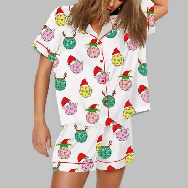 Pickleball Christmas Ball Pajama Set 2