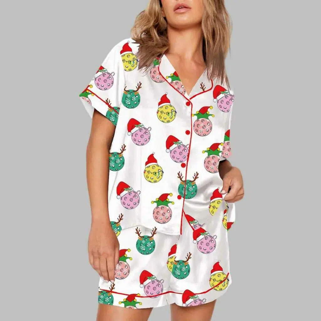 Pickleball Christmas Ball Pajama Set 3