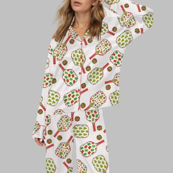 Pickleball Christmas Satin Pajama Set 2