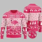 Pink Flamingo All The Way Ugly Christmas Sweater