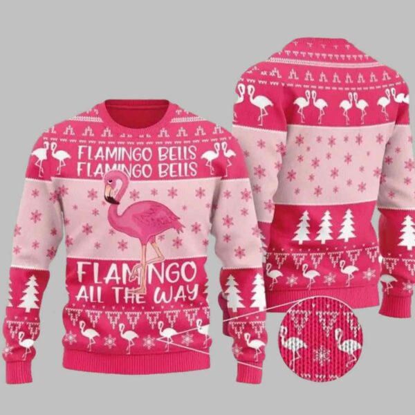 Pink Flamingo All The Way Ugly Christmas Sweater 3