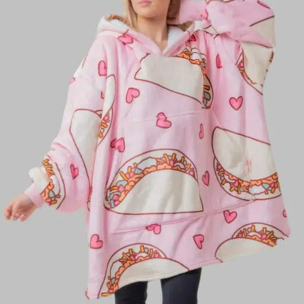 Pink Taco Hoodie Blanket 2