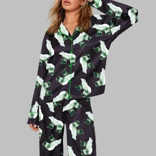 Queen Of The Tetons Grizzly Print Pajama Set 2