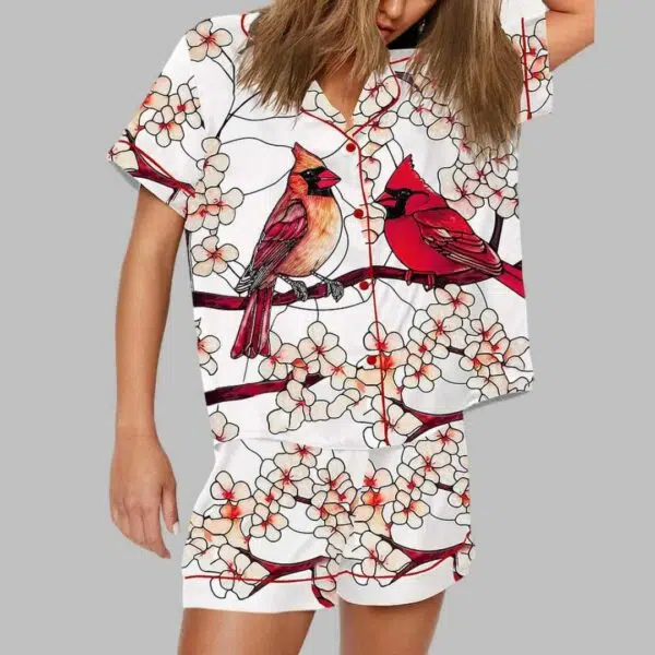 Red Birds Print Pajama Set 2