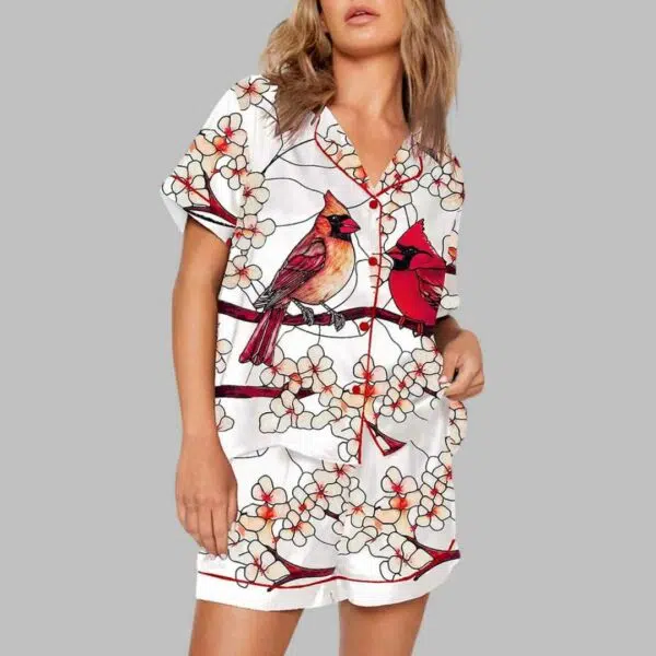 Red Birds Print Pajama Set 3