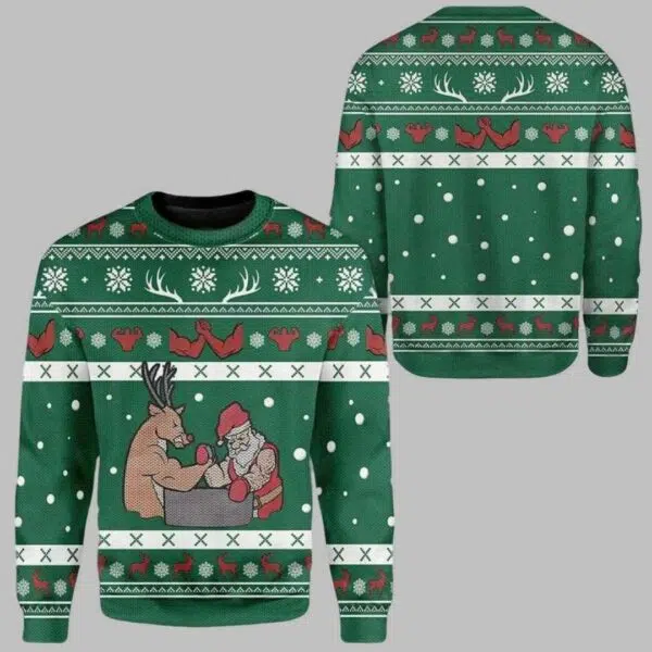 Reindeer And Santa Ugly Christmas Sweater 2