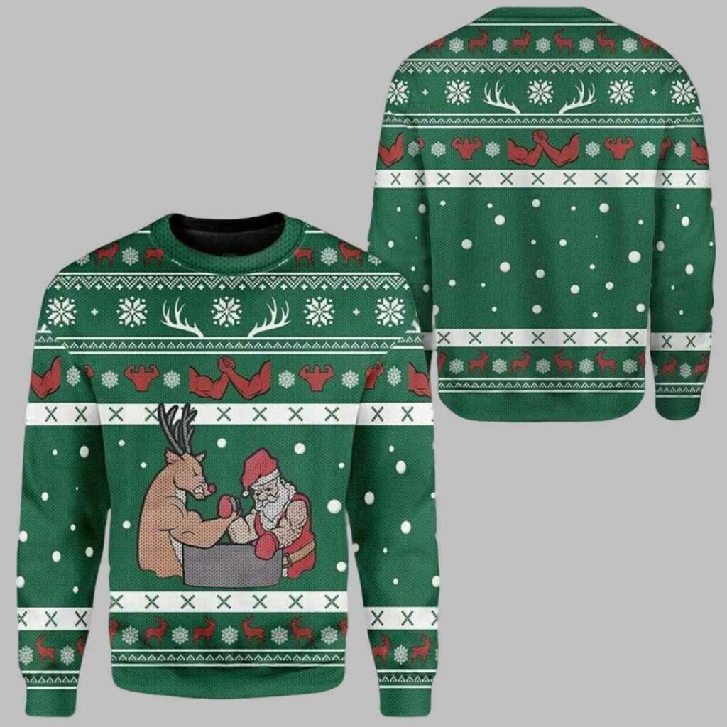 Reindeer And Santa Ugly Christmas Sweater 3 Reindeer And Santa Ugly Christmas Sweater 3