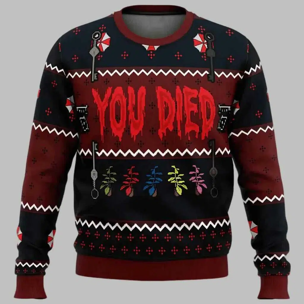 Resident Evil You Died Ugly Christmas Sweater 3