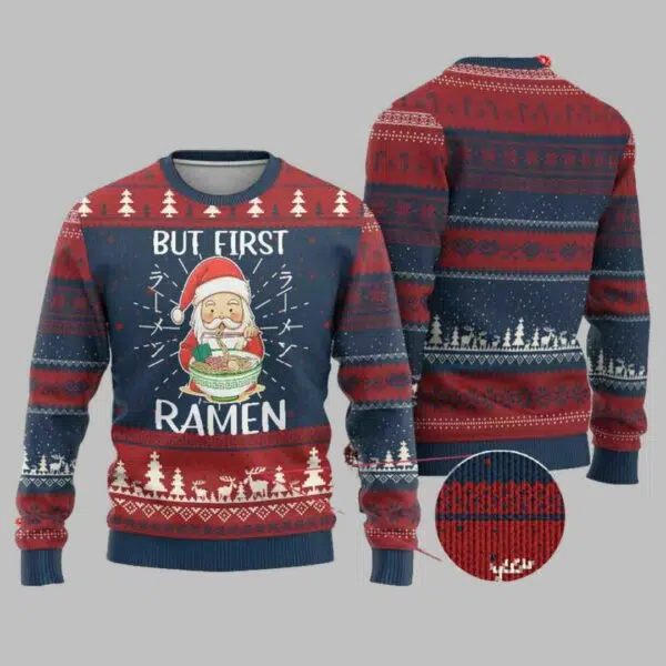 Santa But First Ramen Ugly Christmas Sweater 2