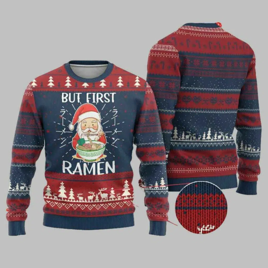 Santa But First Ramen Ugly Christmas Sweater 3