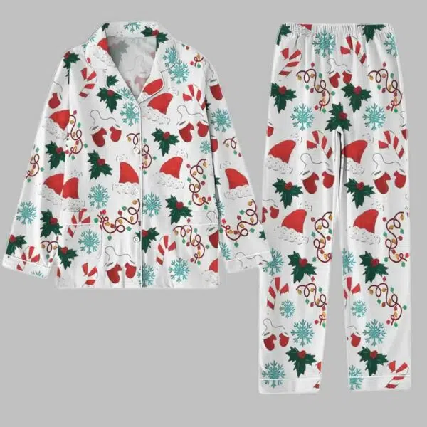 Santa Hat Matching Christmas Holiday Pajamas Set 3