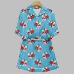 Santa's Shark Christmas Art Print Pajama Set
