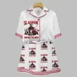 Slashin Through The Snow Killer Movie Christmas Art Print Pajama Set