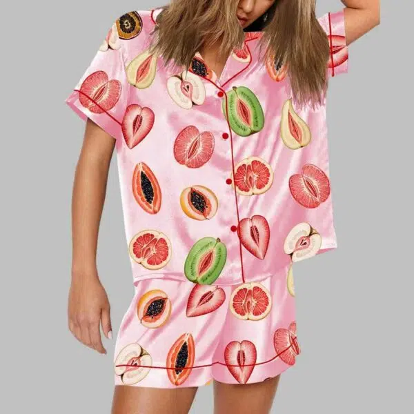 Sliced Feminine Fruit Art Print Pajama Set 2