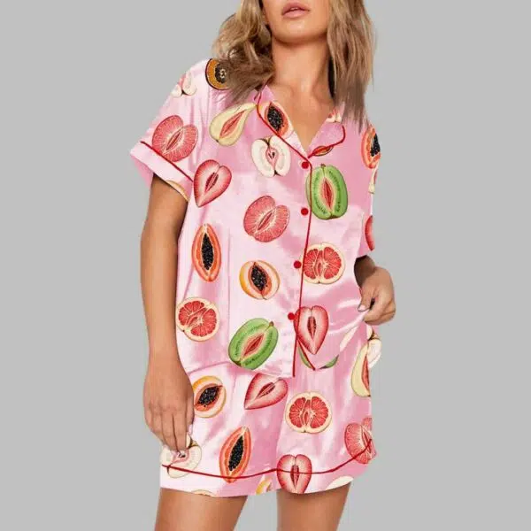 Sliced Feminine Fruit Art Print Pajama Set 3