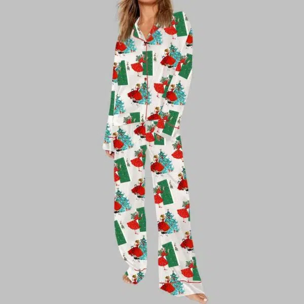 Sparkle Vintage Christmas Tree Pajama Set 3