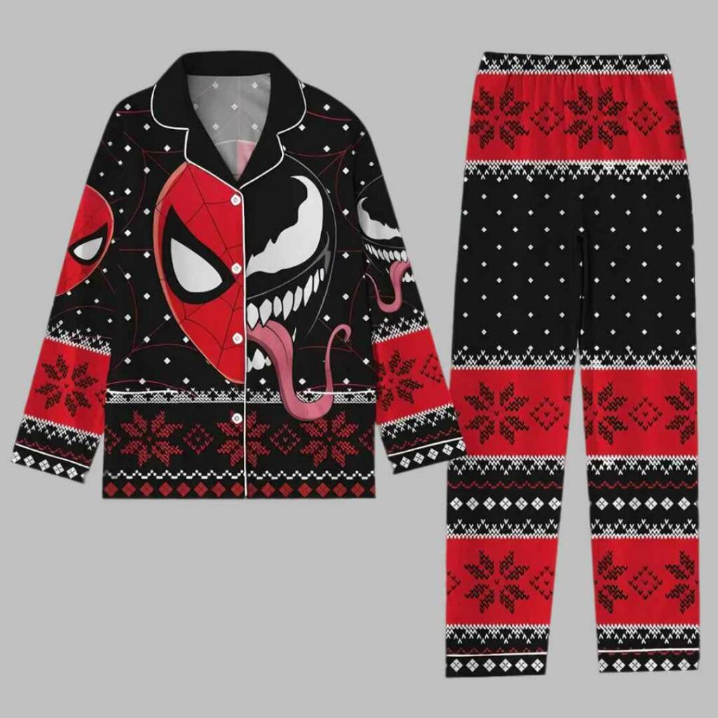 Spider Man And Venom Christmas Pajama Set 2