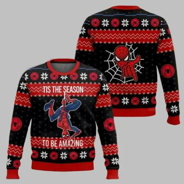 Spider Man Tis The Season To Be Amazing Ugly Christmas Sweater 1