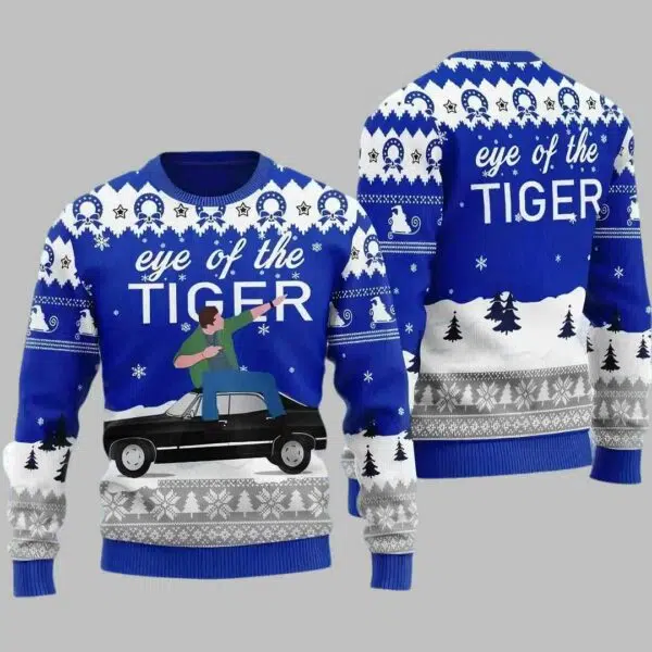 Supernatural Dean Singing Eye Of The Tiger Ugly Christmas Sweater 3