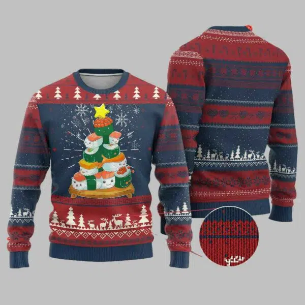 Sushi Christmas Tree Ugly Christmas Sweater 3