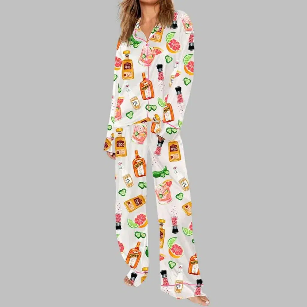 The Spicy Pink Daisy Margarita Pajama Set 3