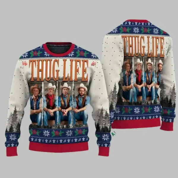 Thug Life Christmas Trump Vance Ugly Christmas Sweater 3