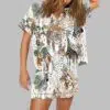 Tropical Rainforest Leopard Animal Art Print Pajama Set 2