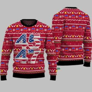 Trump 45 47 Ugly Christmas Sweater 1