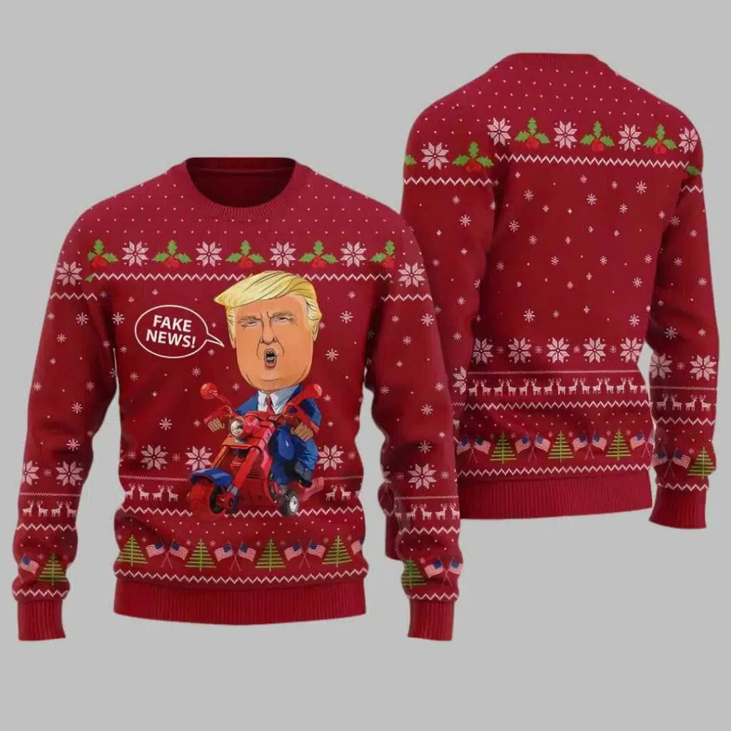 Trump Fake News Ugly Christmas Sweater 3