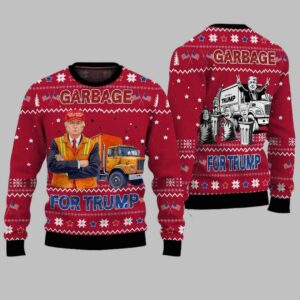 Trump Garbage For Trump Truck 2024 Ugly Christmas Sweater 1