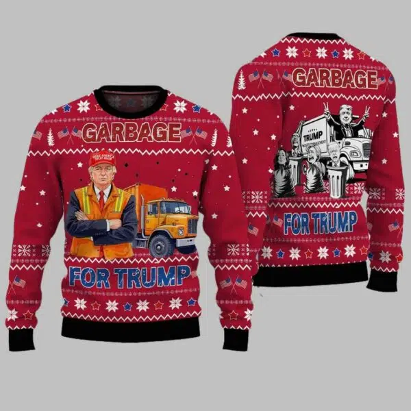 Trump Garbage For Trump Truck 2024 Ugly Christmas Sweater 2