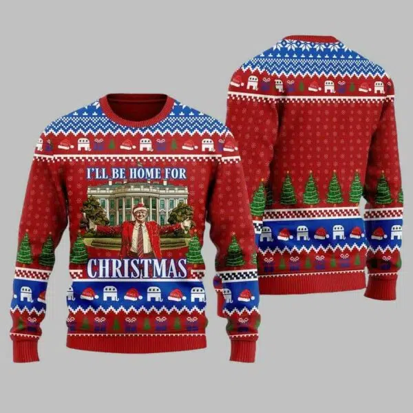 Trump Ill Be Home For Christmas Ugly Christmas Sweater 2