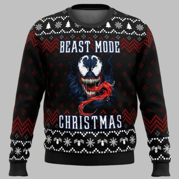 Venom Beast Mode Christmas Ugly Christmas Sweater 2 1