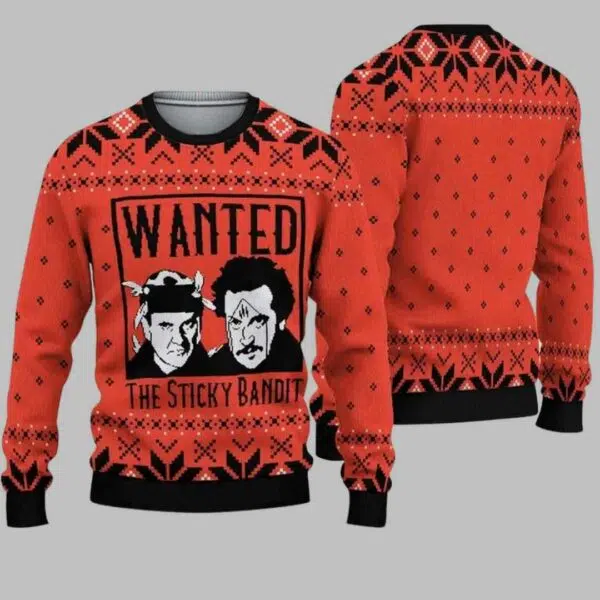 Wanted Sticky Bandits Home Alone Xmas Ugly Christmas Sweater 2