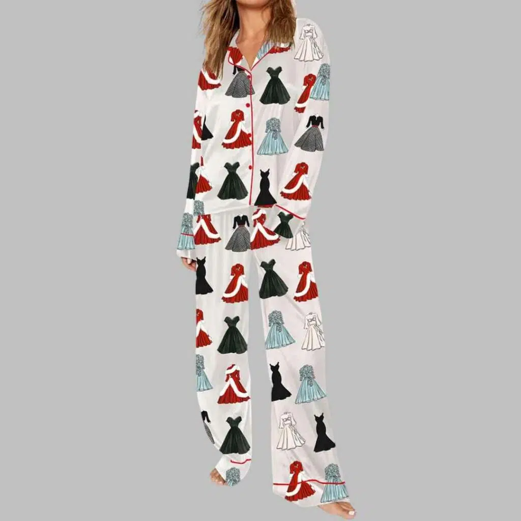 White Christmas Movie Dress Pajama Set 2