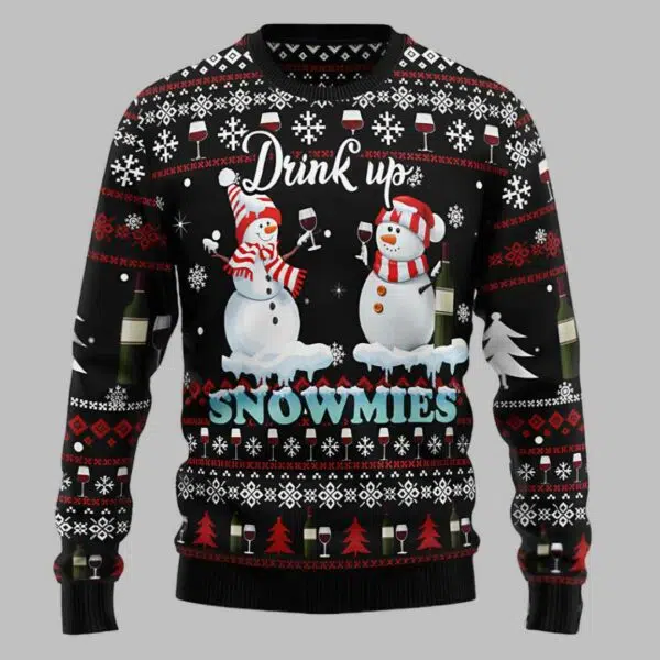 Wine Snowmies Ugly Christmas Sweater 2