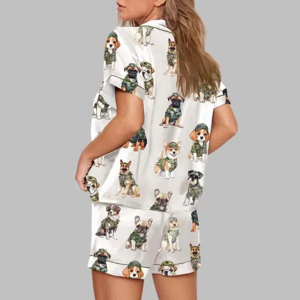 Army Camouflage Dog Art Print Pajama Set 4