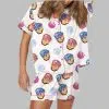 Baseball Ice Cream Drip Satin Pajama Set 1