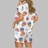 Baseball Ice Cream Drip Satin Pajama Set 4