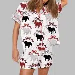 Bulldog Coquette Bow Pajama Set