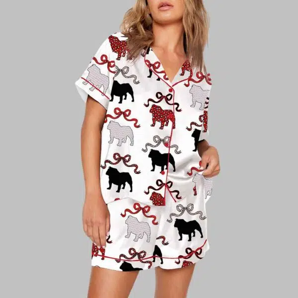 Bulldog Coquette Bow Pajama Set 3